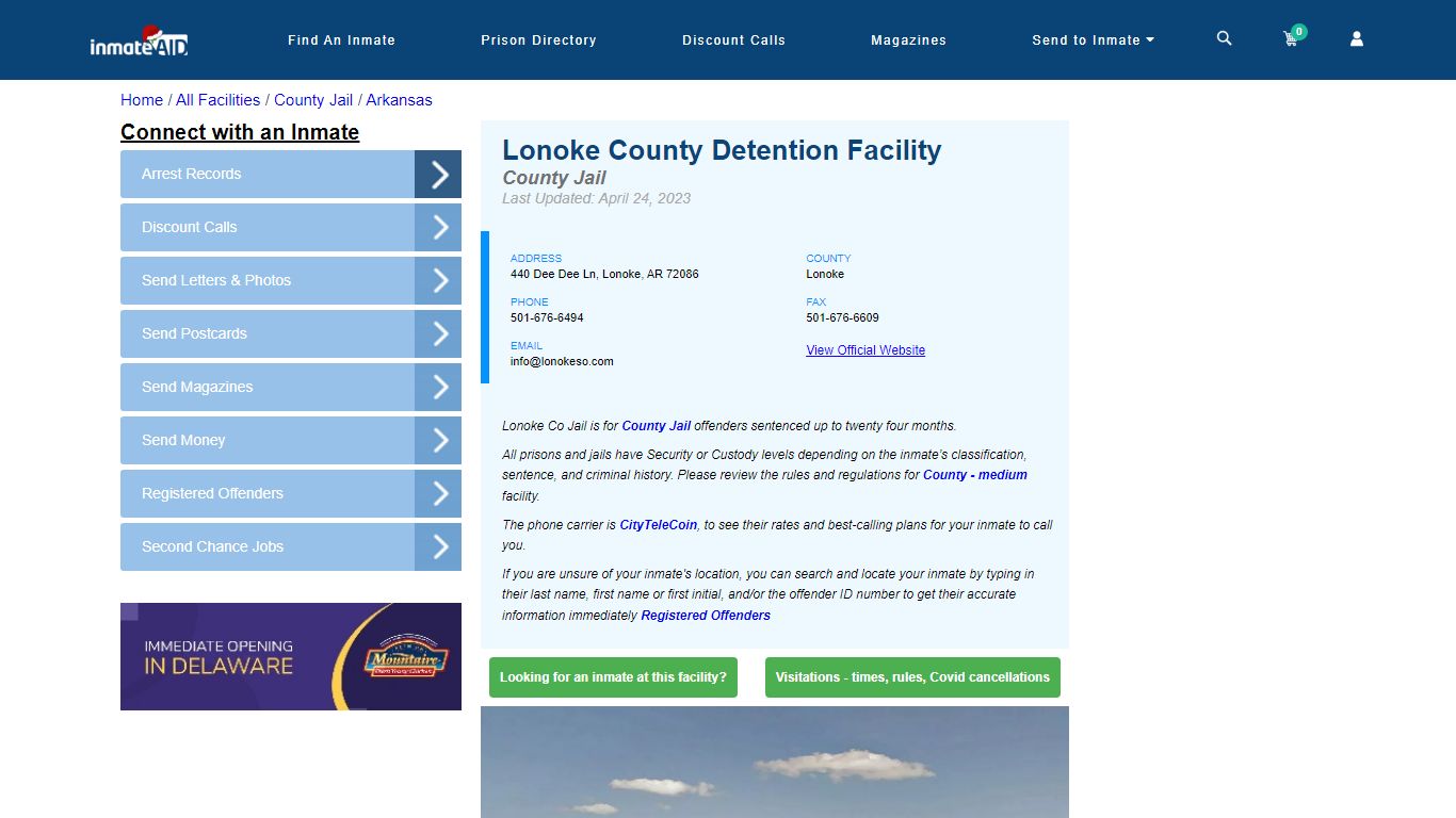 Lonoke County Detention Facility - Inmate Locator - Lonoke, AR